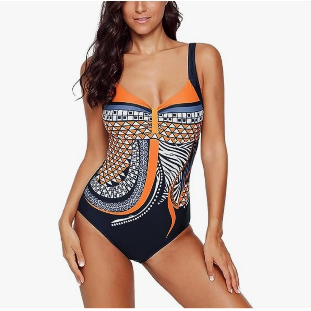 One Piece Swimsuit Women Summer Backless Sexy Print Swimwear Beachwear Siamese S